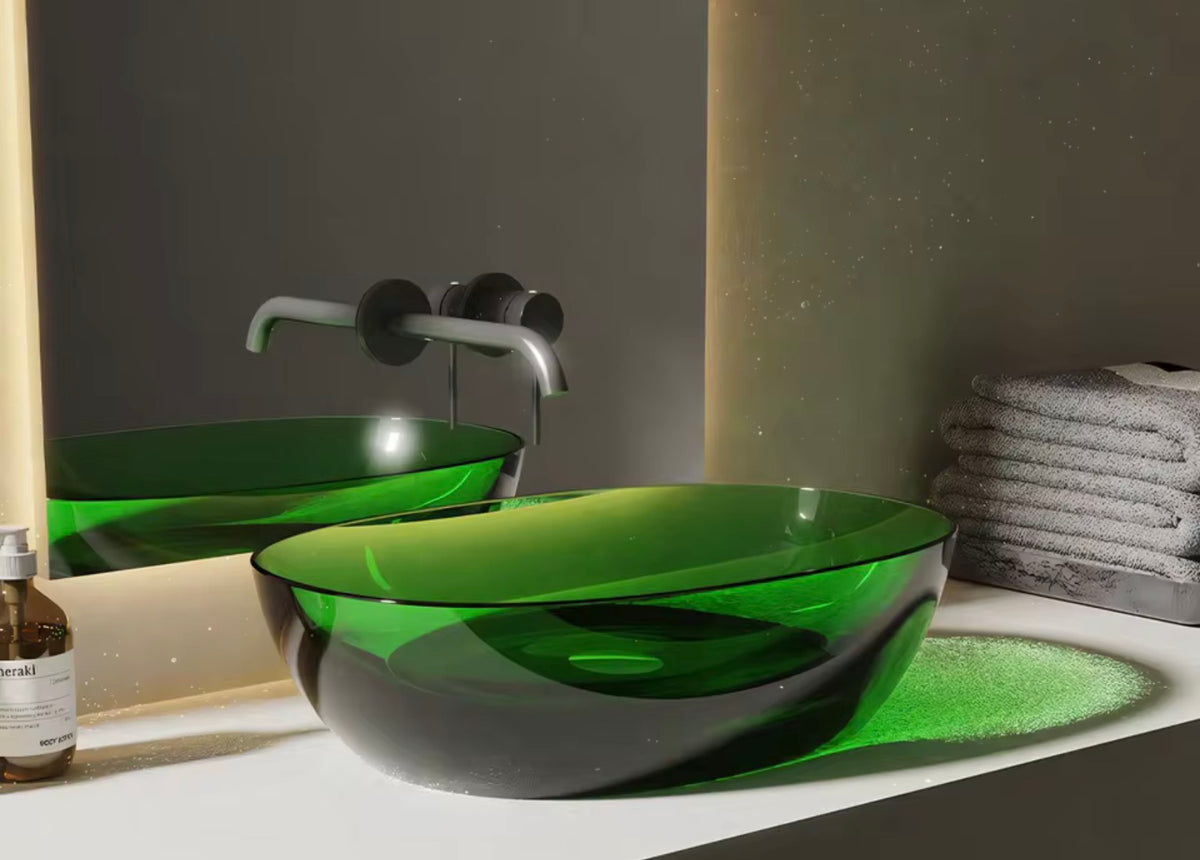 Alessandra Sculptural Transparent Resin Vessel Sink