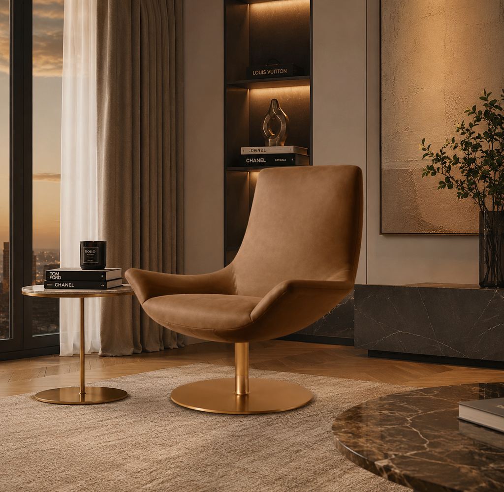 Casa Milano – Benedicta Leather Swivel Chair