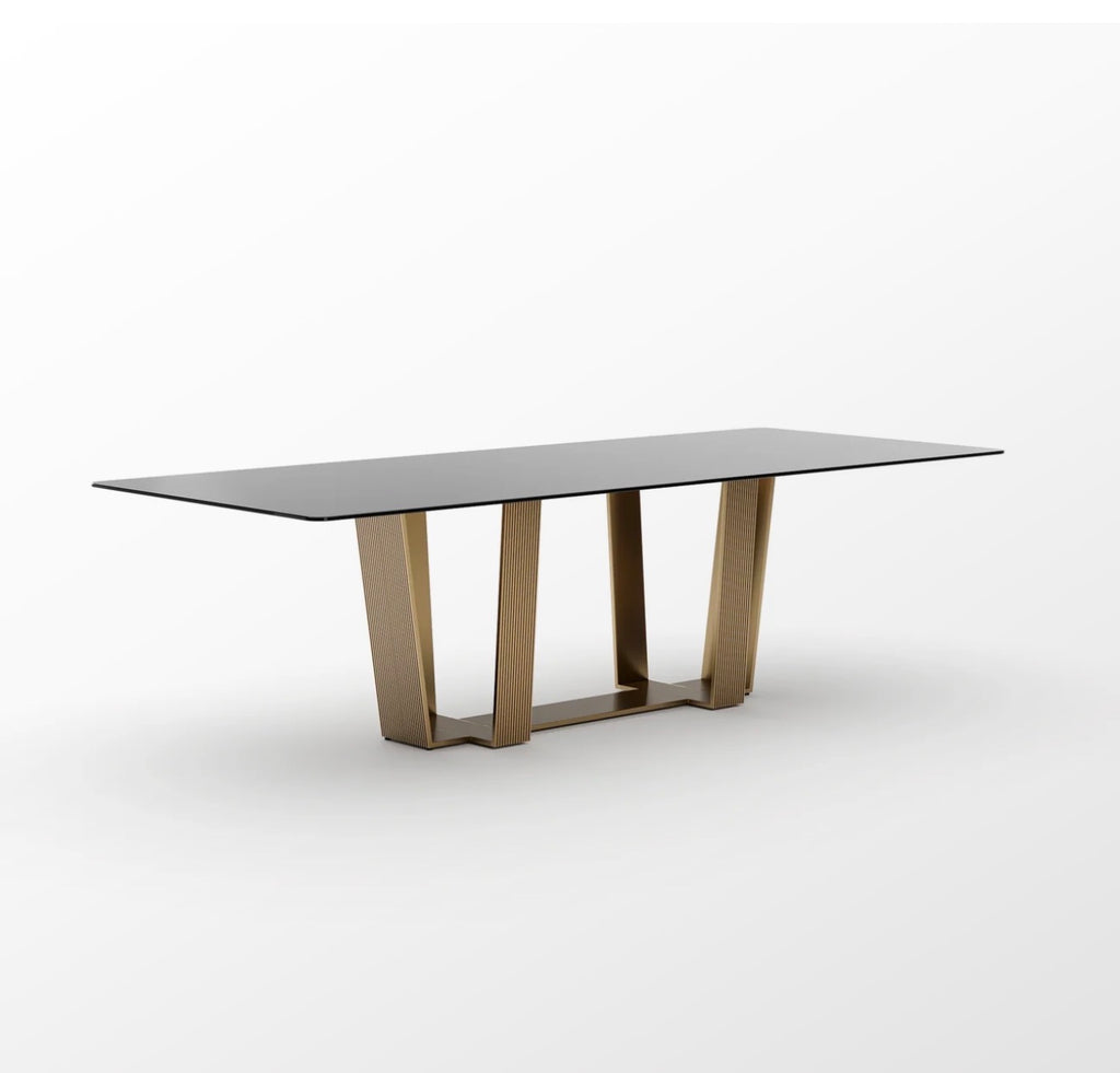 Counter Balance Smoked Bronze Glass Dining Table
