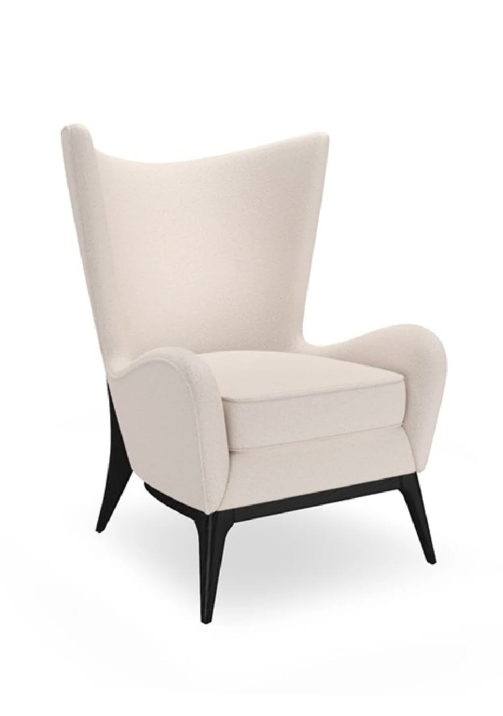 Casa Milano Modern Wing Lounge Chair – Textured Fabric (White & Gray)