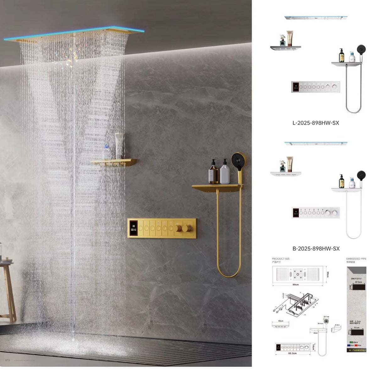 Lorenzo 6-Way LED Music Thermostatic Shower System