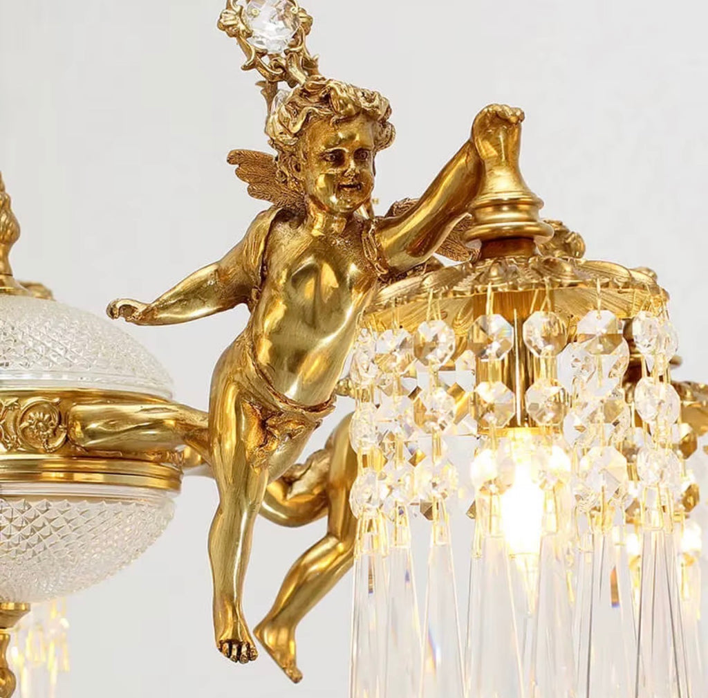 Angelique Sculptural Brass & Crystal Chandelier
