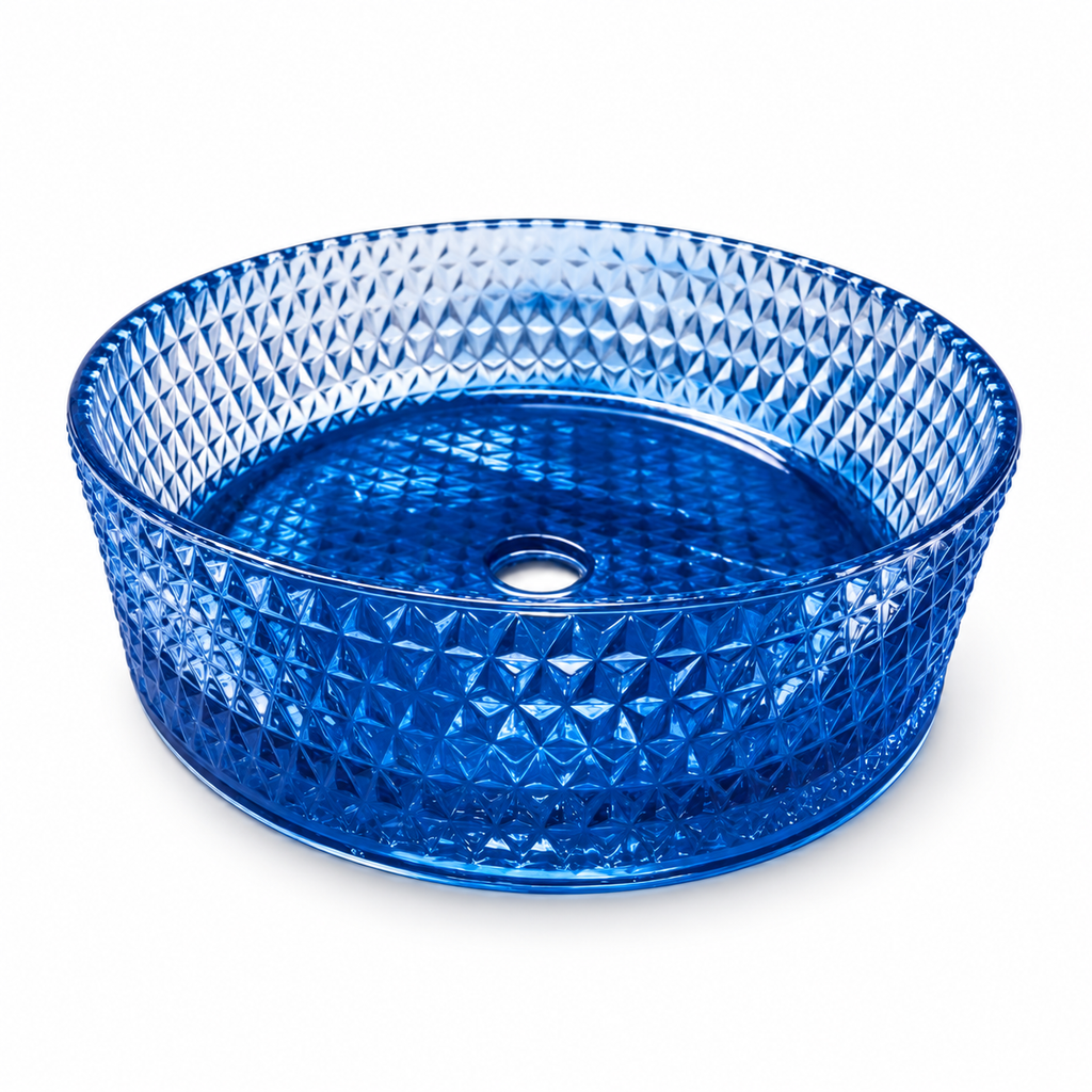 Serafina Diamond-Embossed Glass Vessel Sink