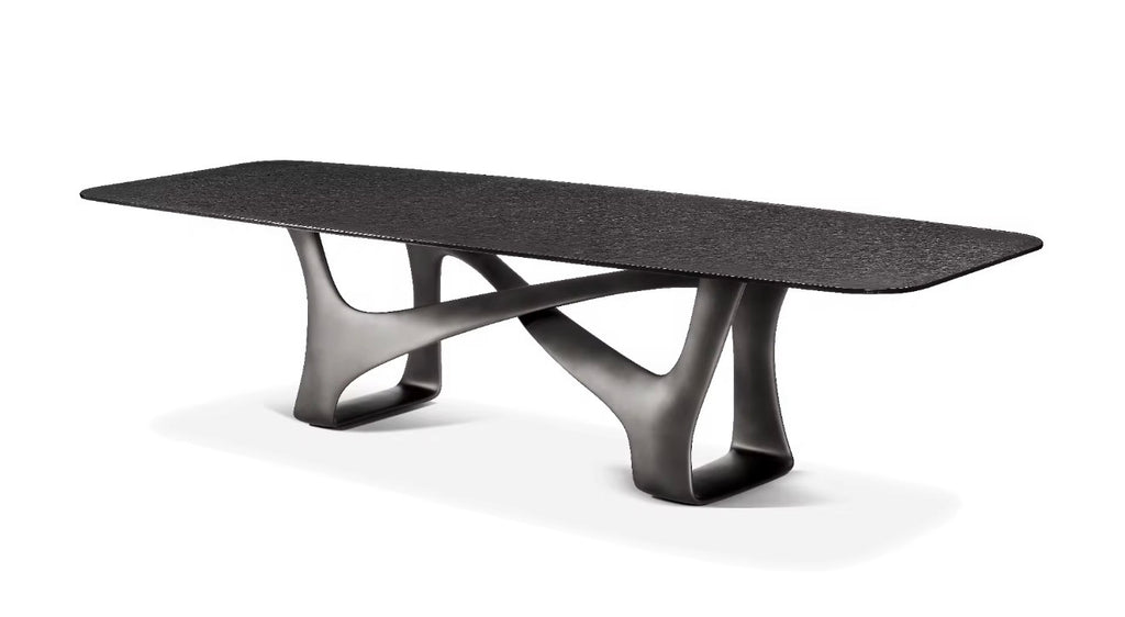 Casa Milano Sculptural Modern Dining Table – Black Stone Finish