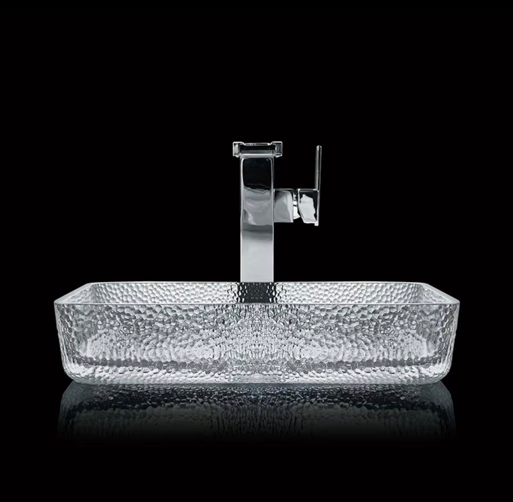 CAMILO TEXTURED TEMPERED GLASS VESSEL SINK