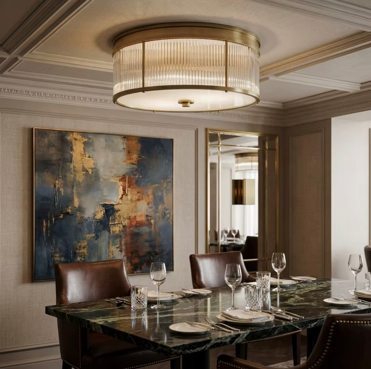 Lucienne Fluted Glass Flush Mount