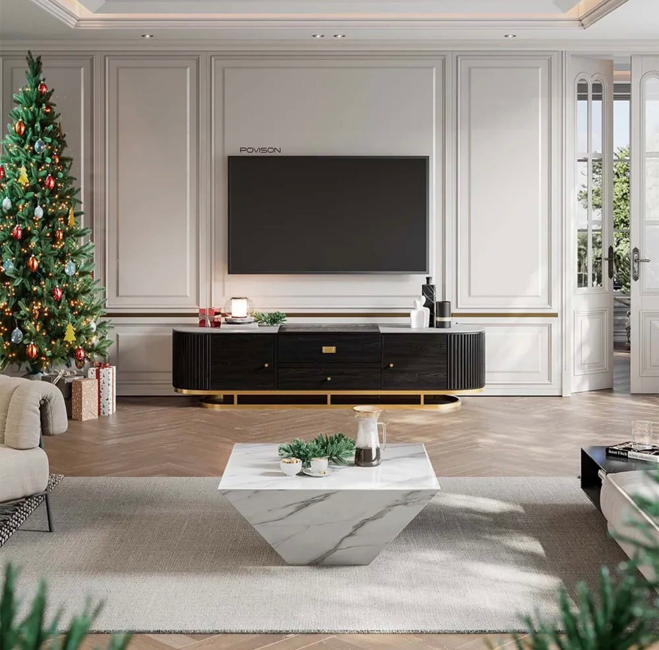 Casa Milano Sheri 83” Black Luxury TV Console