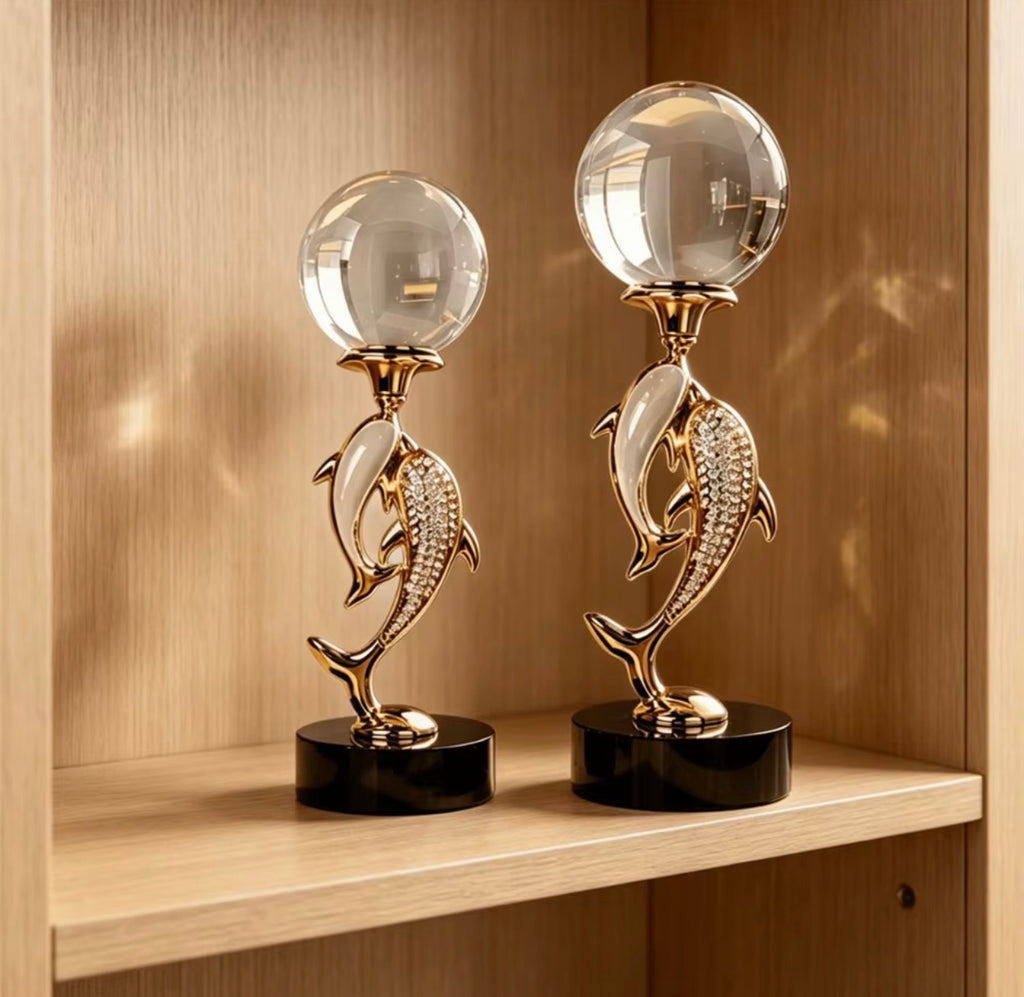 Marina Dolphin Crystal Sphere Sculpture
