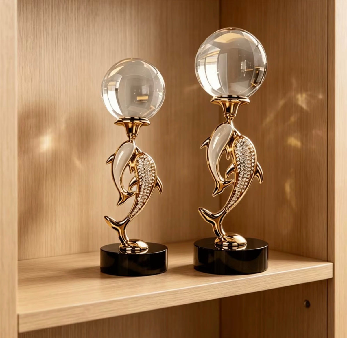 Marina Dolphin Crystal Sphere Sculpture