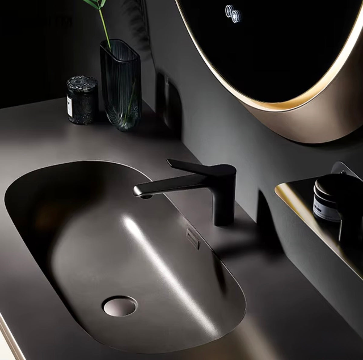Ophelia Luxury Stainless Steel Bathroom Vanity with LED Touch Mirror