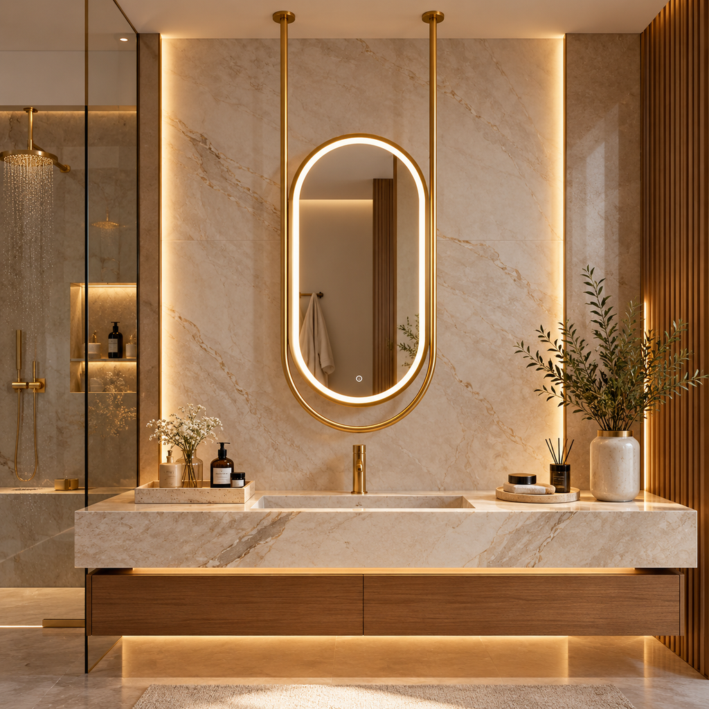 ÉLODIE SUSPENDED LED BATHROOM MIRROR