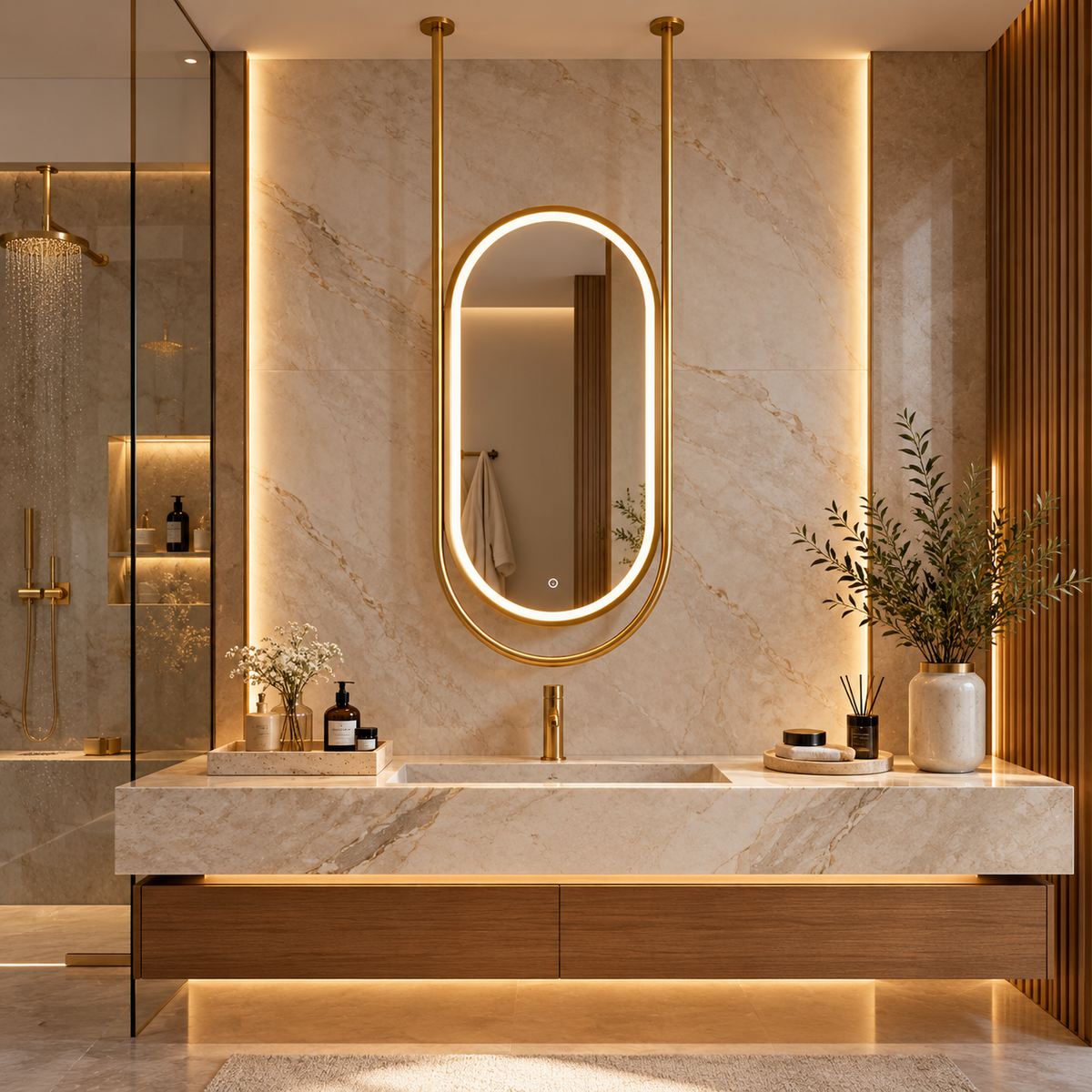 ÉLODIE SUSPENDED LED BATHROOM MIRROR