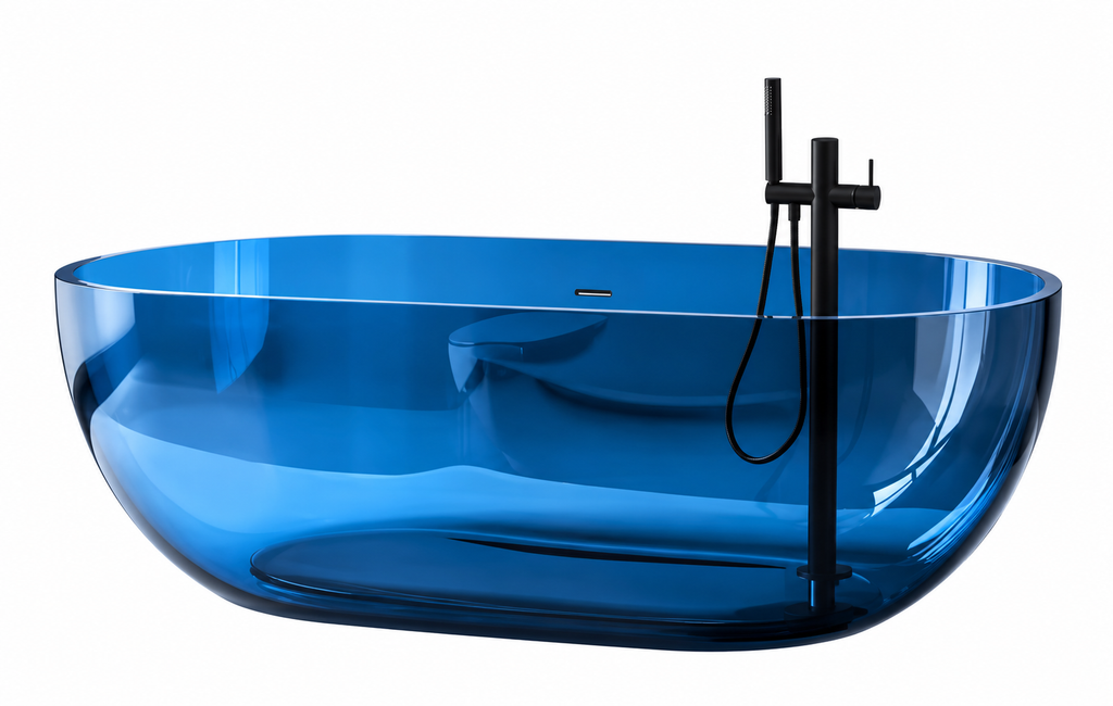 AZZURRO TRANSPARENT RESIN FREESTANDING SOAKING BATHTUB