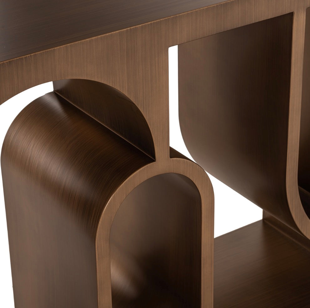 Lugano Sculptural Brushed Gold Console Table