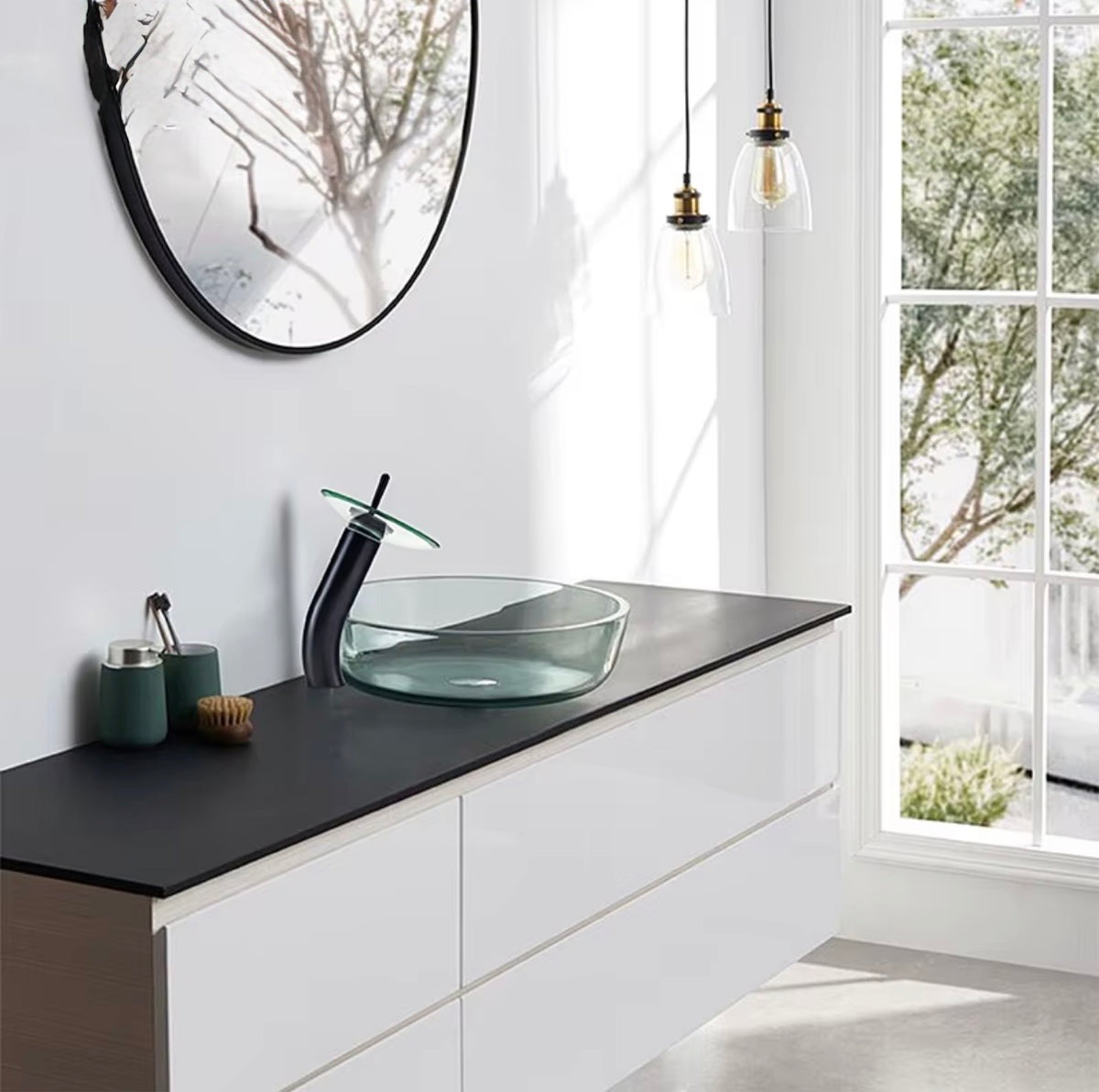 Fiore Glass Waterfall Vessel Sink Faucet