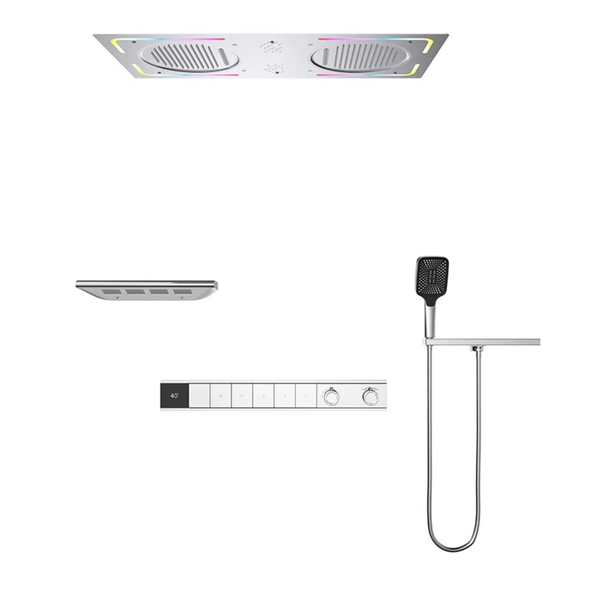 LUCIANO 6-FUNCTION THERMOSTATIC DUAL RAIN SHOWER SYSTEM