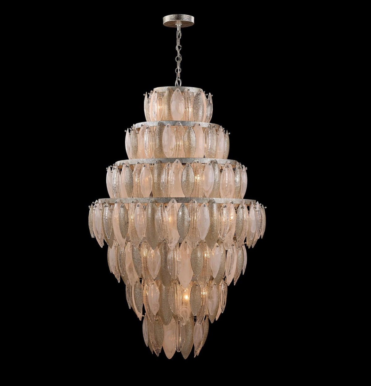 Aria 7-Tier Gradient Champagne Speckled Leaf Chandelier