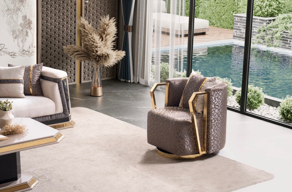 Casa Milano Diamond Collection Luxury Sofa Set with Gold Accents