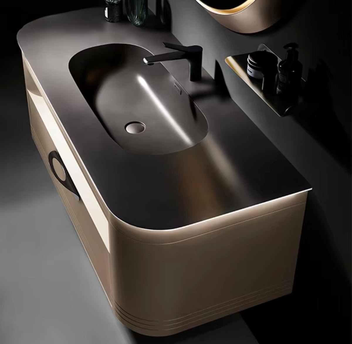 Ophelia Luxury Stainless Steel Bathroom Vanity with LED Touch Mirror