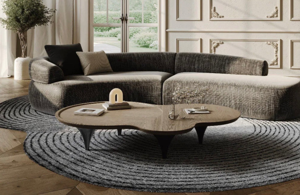 Casa Milano Lakota Modern Curved Sectional Sofa – Dark Gray Fabric