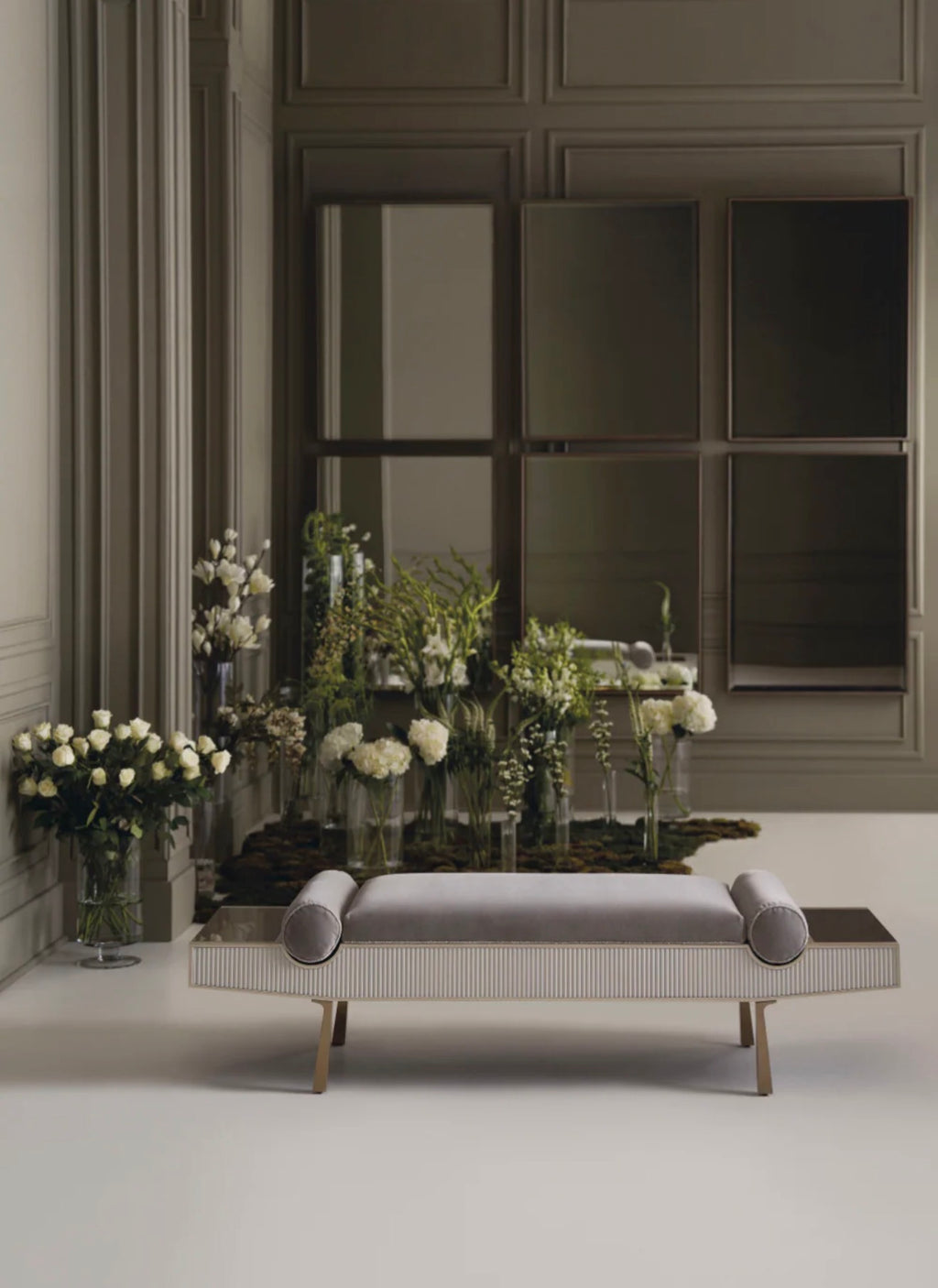 Casa Milano – Modern Upholstered Bedroom Bench with Metal Base