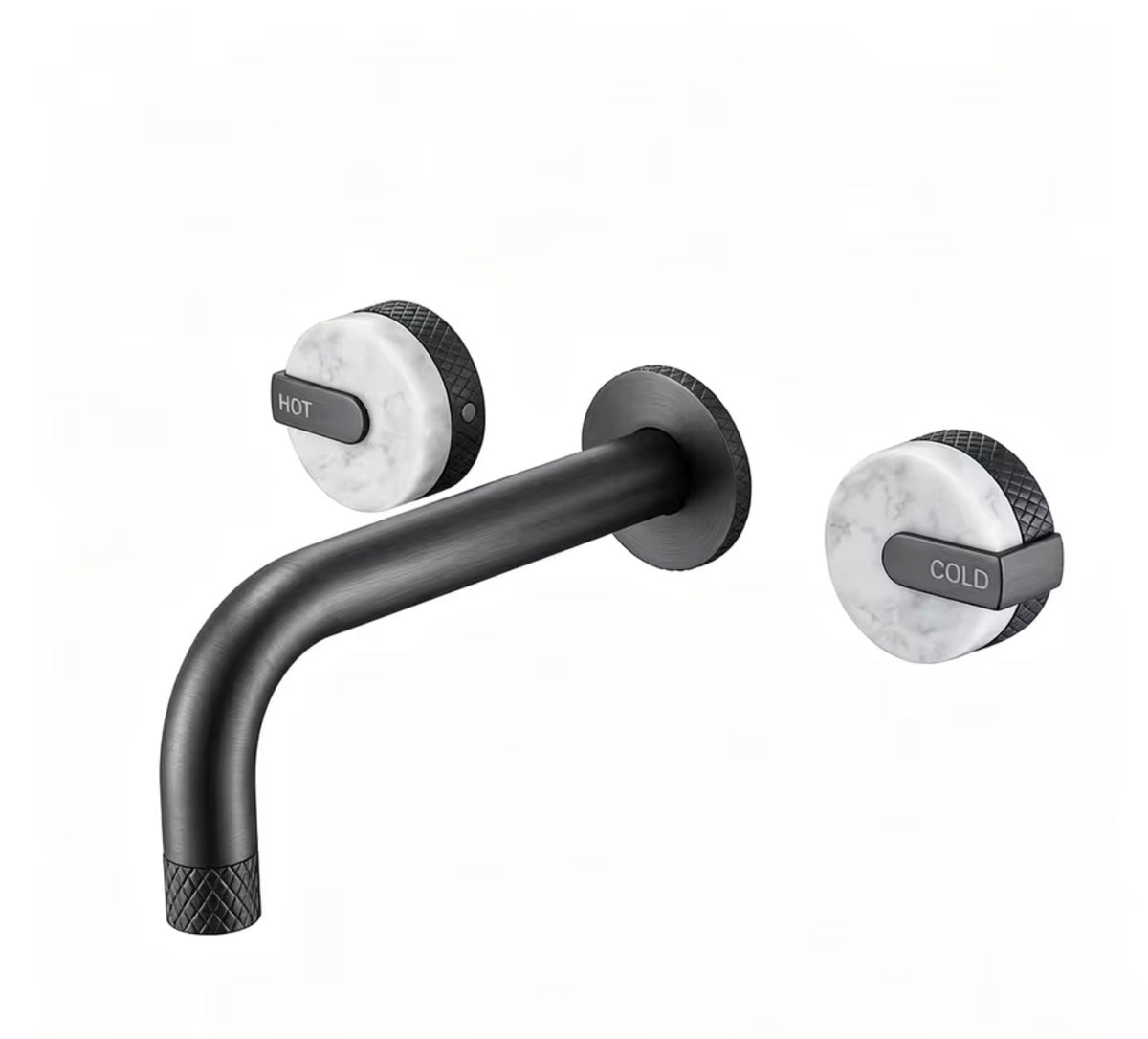 Élodie Knurled Handle Marble 3-Hole Wall-Mounted Basin Faucet