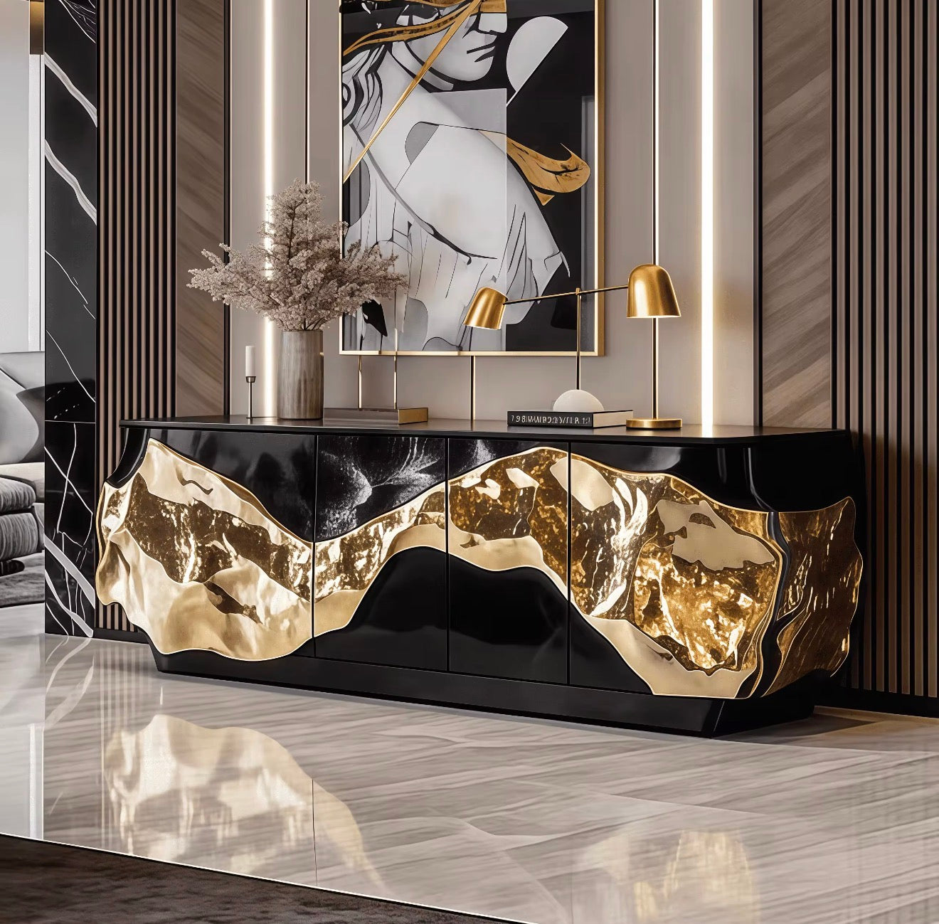 Casa Milano Imperiale Oro Sculpted Sideboard