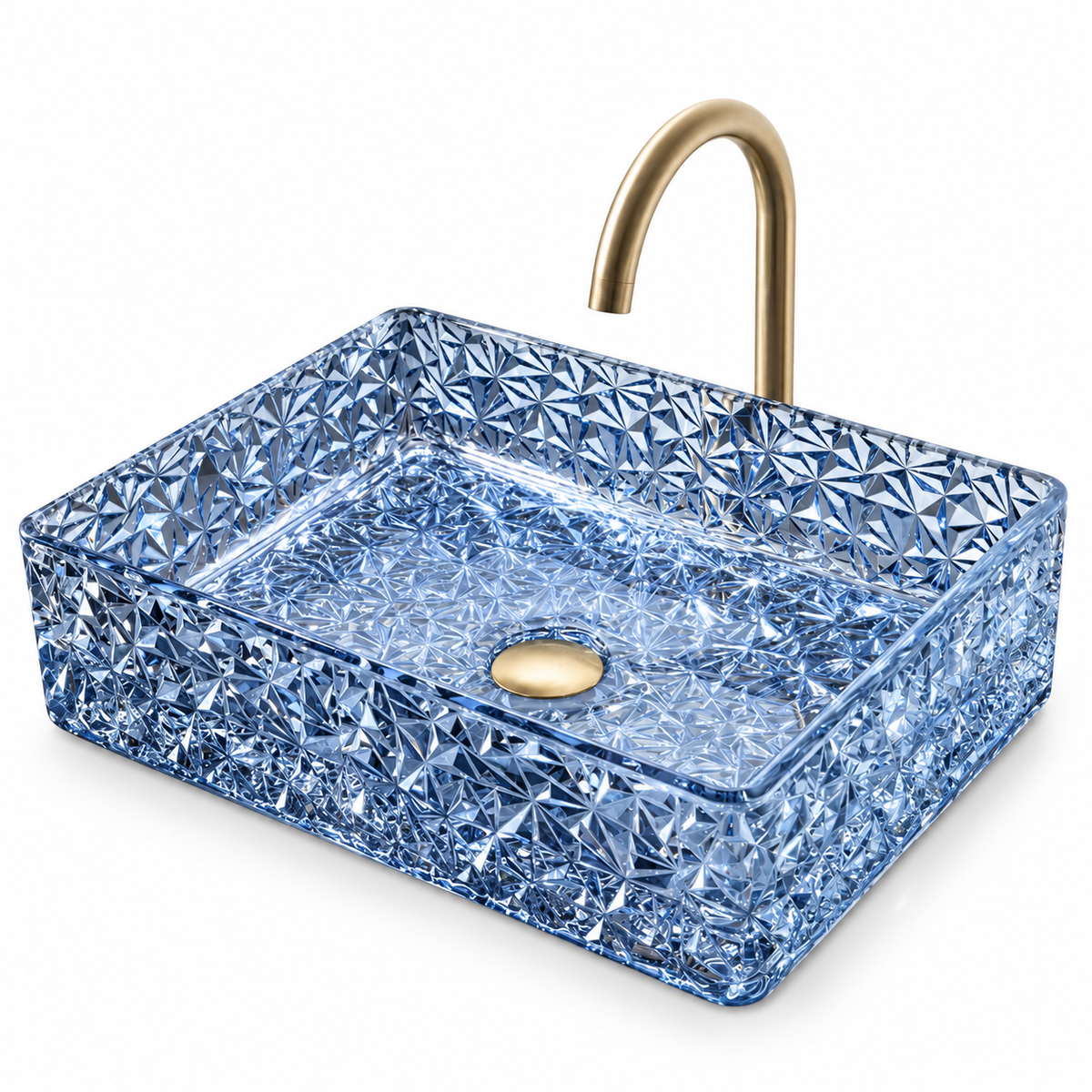 BRUNO FACETED TEMPERED GLASS VESSEL SINK
