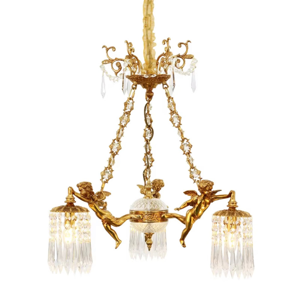 Angelique Sculptural Brass & Crystal Chandelier
