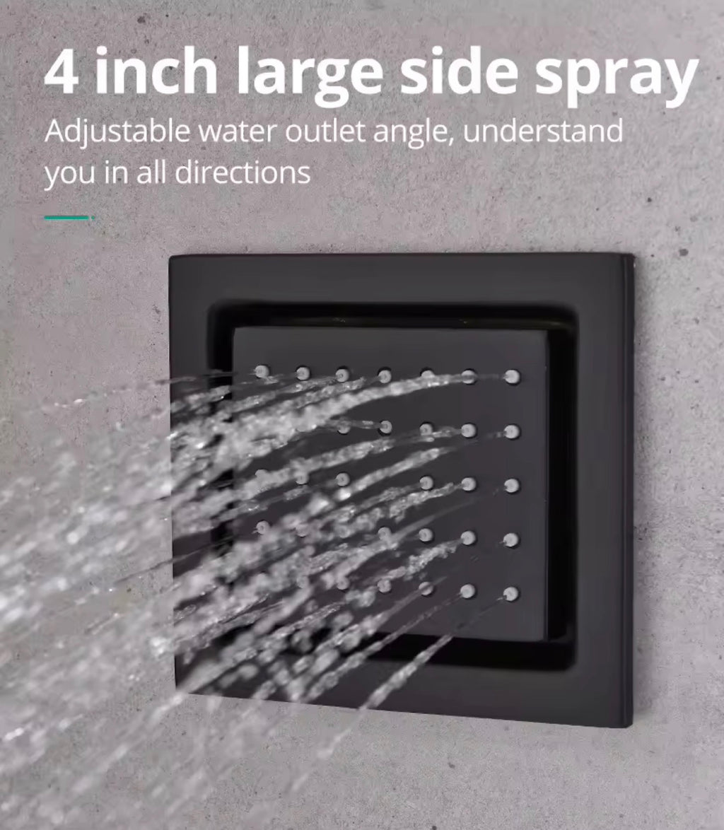 AURA Matte Black LED Shower Head Panel Waterfall Shower System