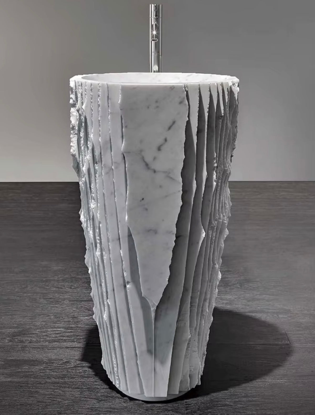 Vittoria Sculptural Carrara Marble Pedestal Sink