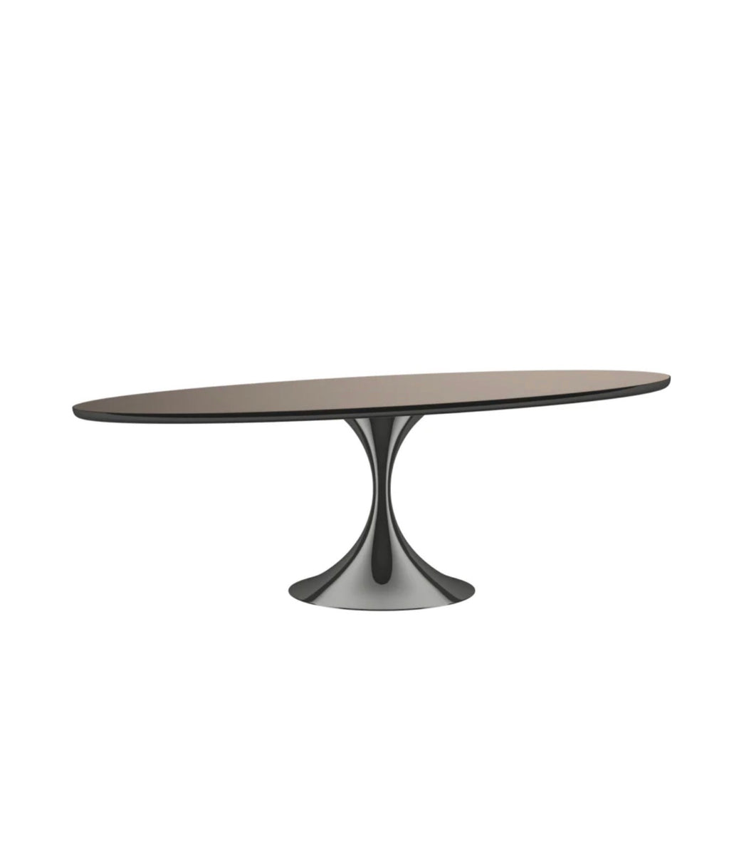 Casa Milano Oval Mirror Dining Table – Luxury Pedestal Design