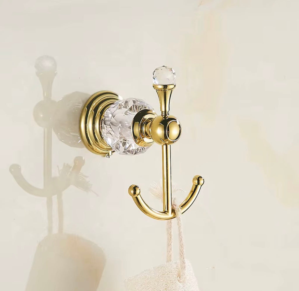 Amelia 7-Piece Golden Crystal Bathroom Hardware Set