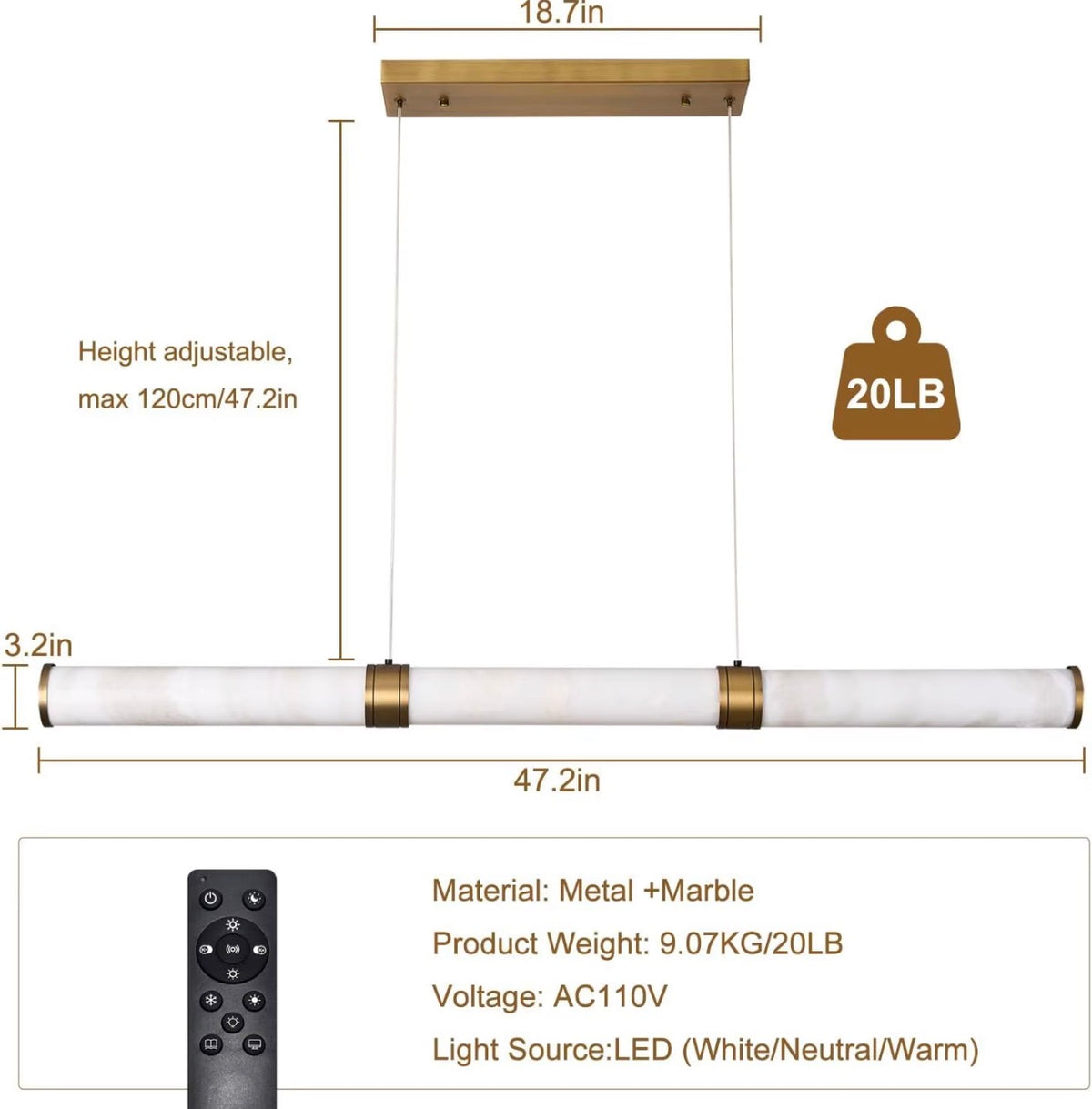 Bohemia Alabaster Linear Pendant