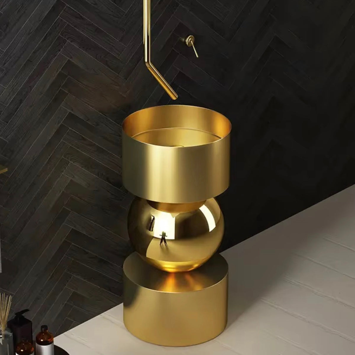 Saphira 304 Stainless Steel Sculptural Pedestal Sink