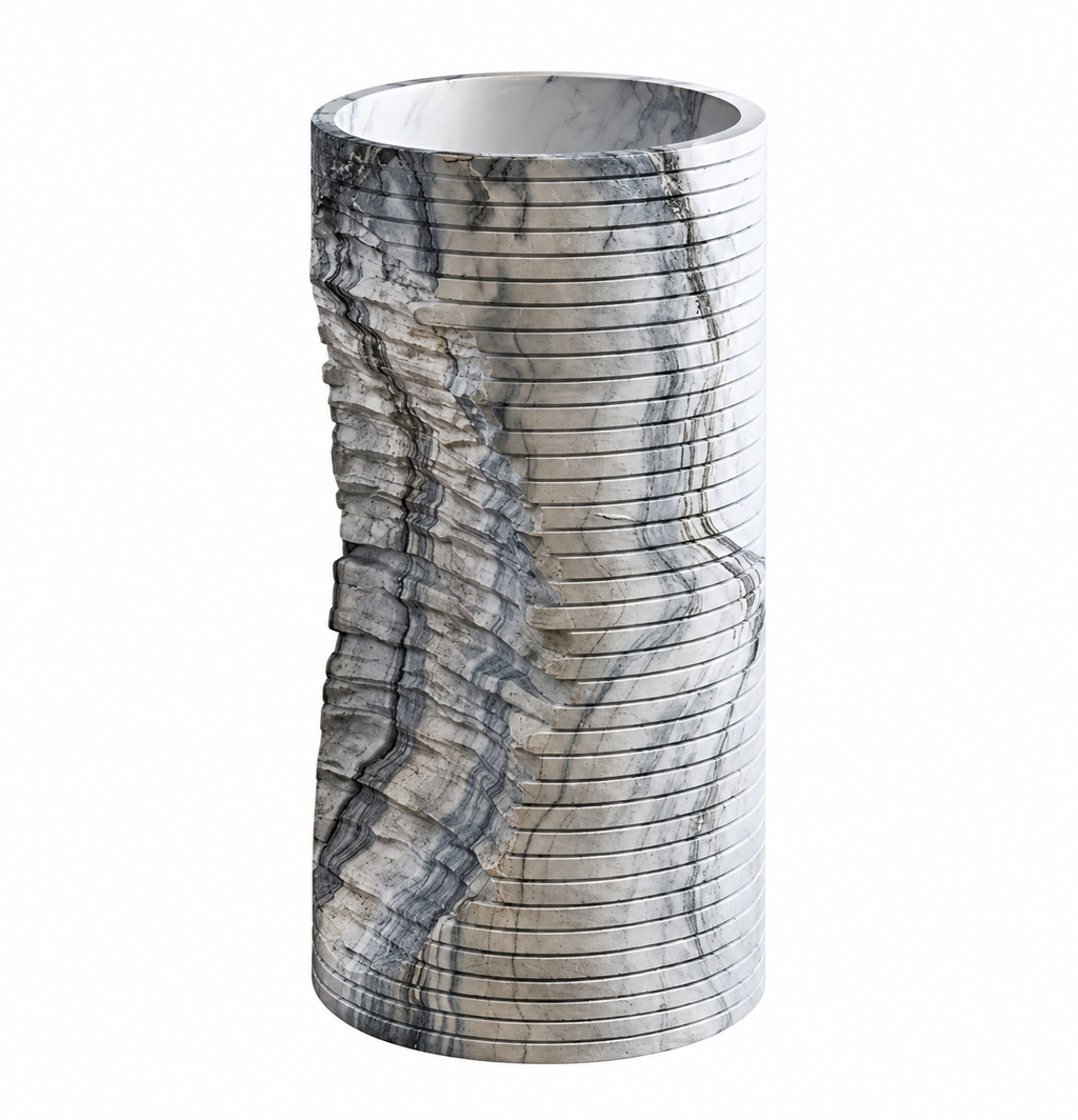 Lorenza Sculptural Stone Pedestal Sink