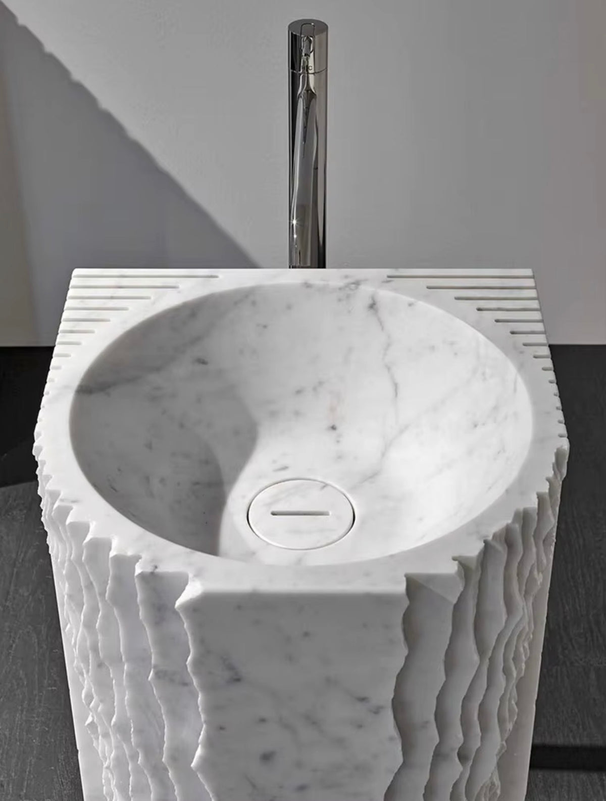 Vittoria Sculptural Carrara Marble Pedestal Sink