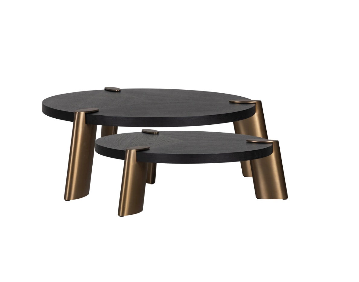 Brody Charcoal Oak & Brushed Gold Nesting Coffee Table Set of 2