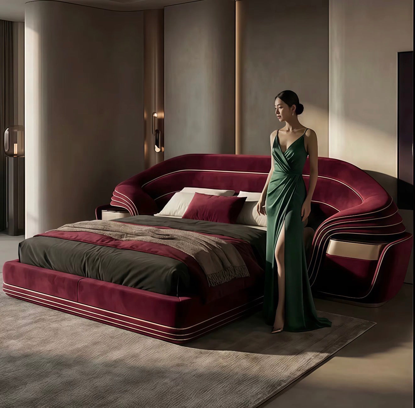 Valentino Royale Burgundy Bed