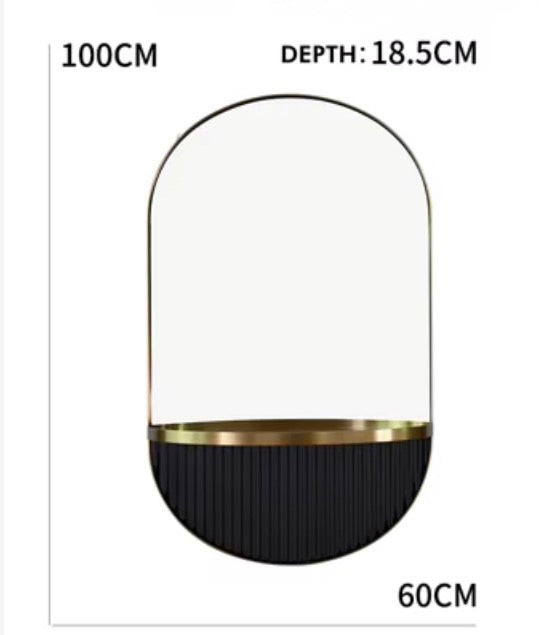 ALESSANDRA ARCHED FLUTED BATHROOM MIRROR WITH SHELF