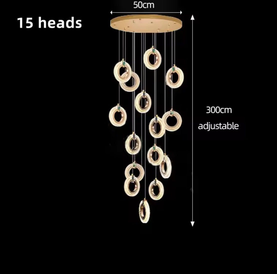 Ottavia Cascading LED Ring Chandelier