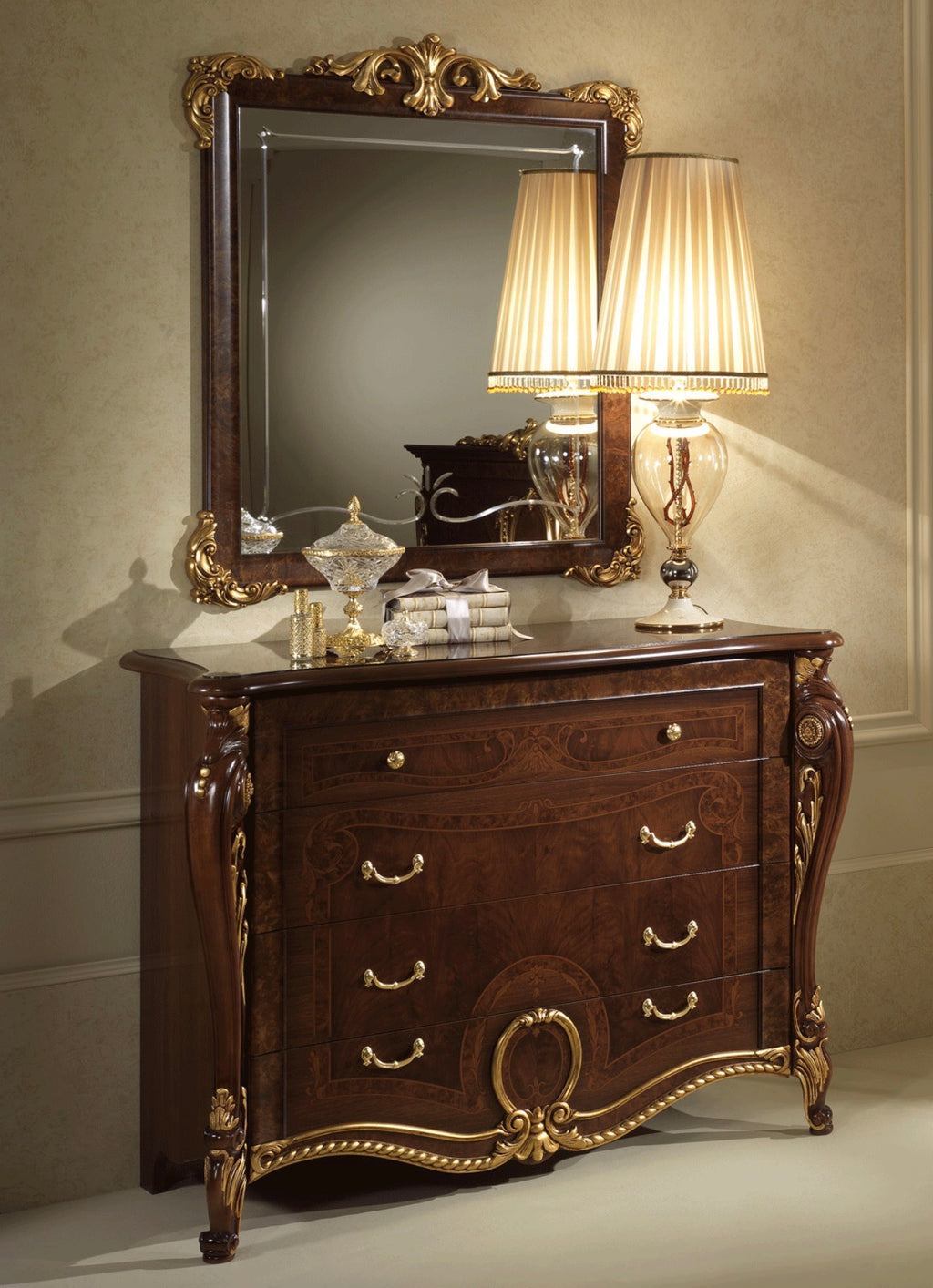 Casa Milano – Donatello 4-Drawer Luxury Dresser with Mirror (Italian Classic)