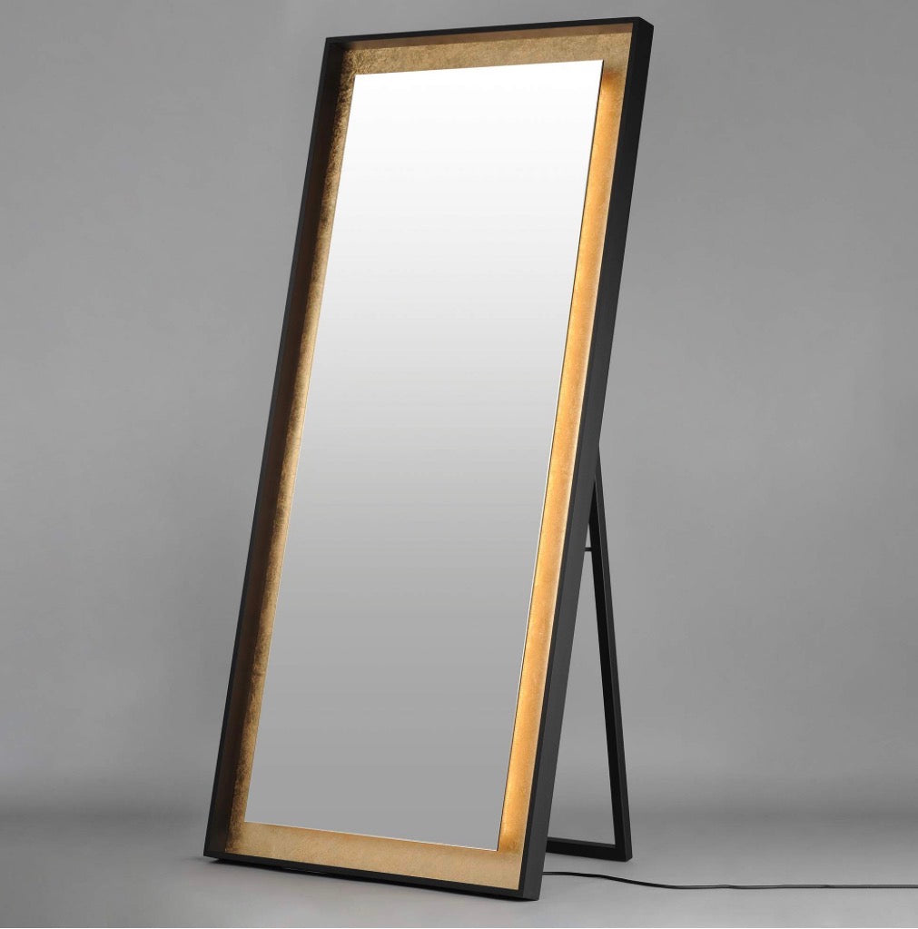 Casa Milano – Floating Gold & Black Rectangular Floor Mirror (30” x 67”)