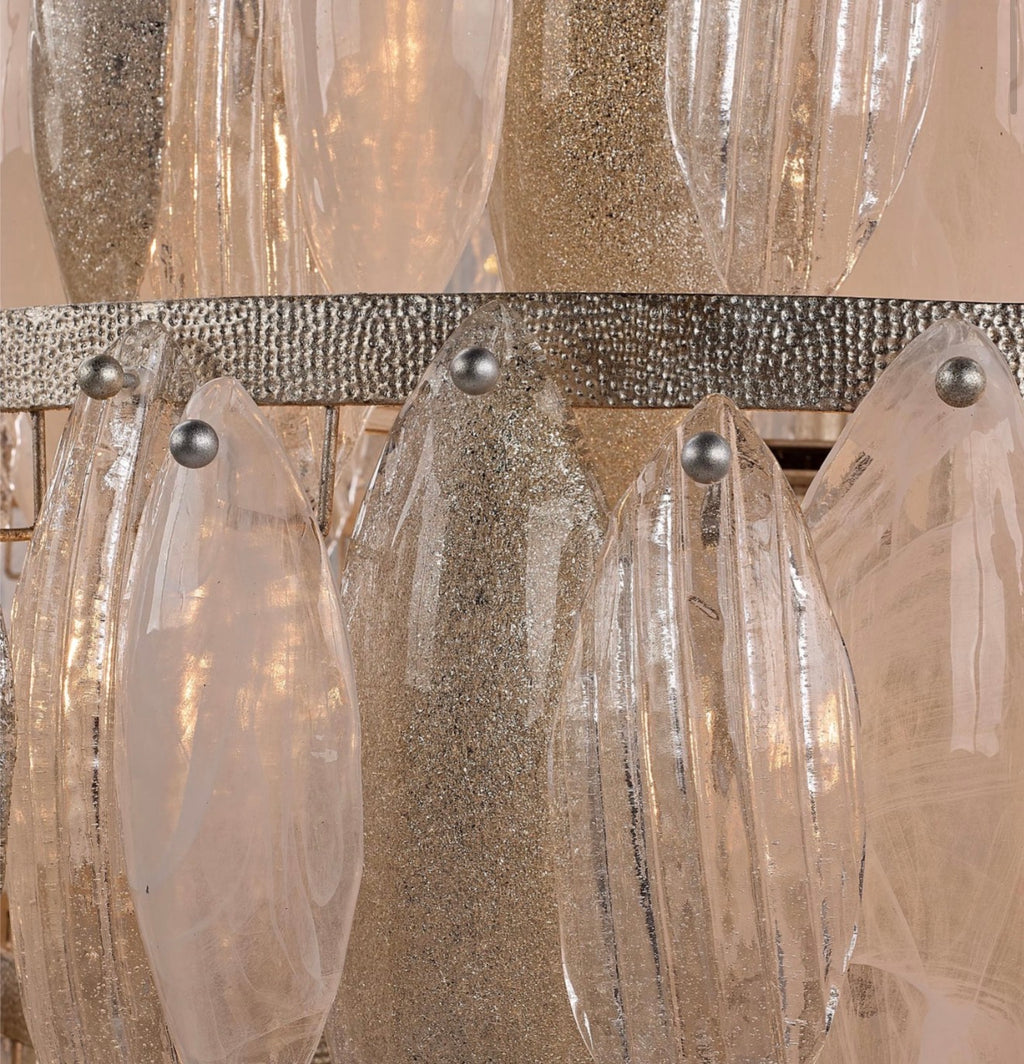 Aria 7-Tier Gradient Champagne Speckled Leaf Chandelier