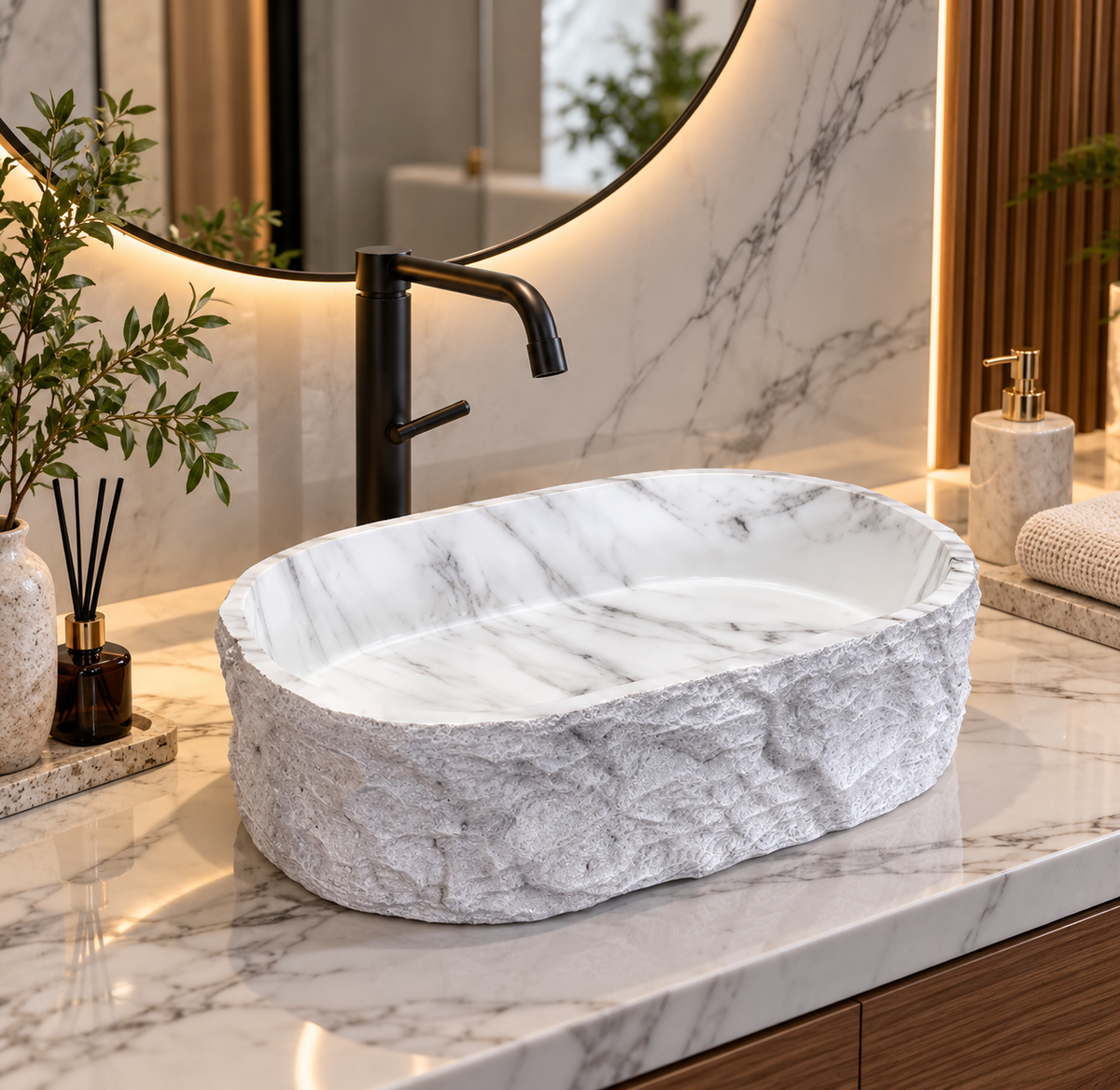 AURELIA SCULPTED ARTIFICIAL STONE RESIN VESSEL SINK