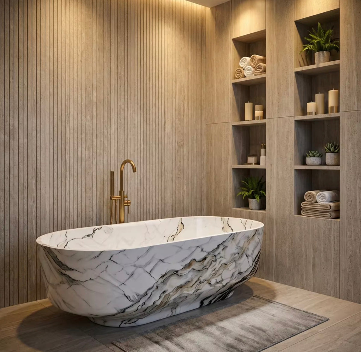 BELLISSIMA CALACATTA VEIN ARTIFICIAL STONE FREESTANDING BATHTUB