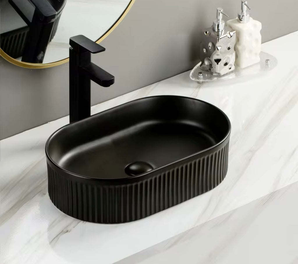 Valentina Ribbed Ceramic Vessel Sink