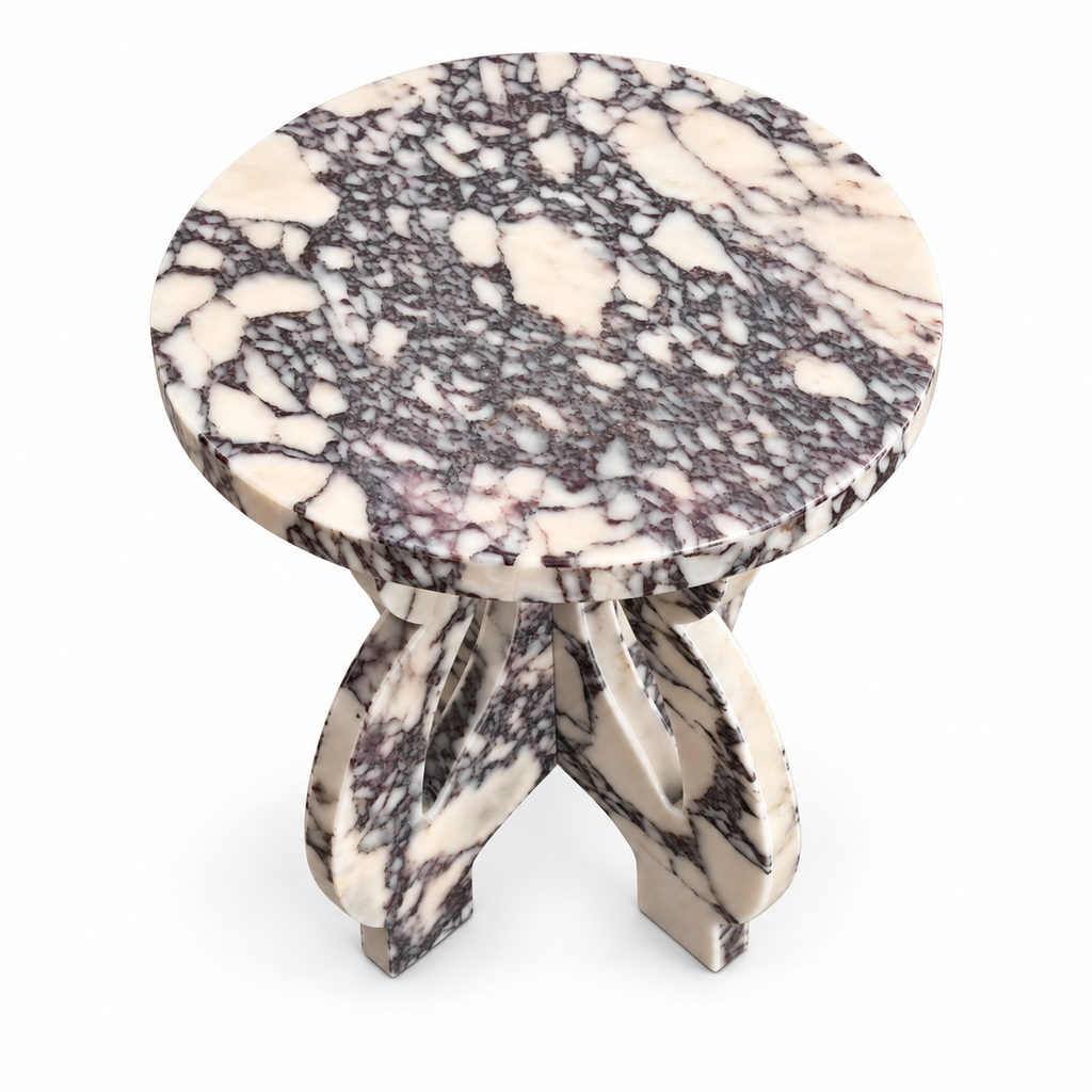 Vittoria Calacatta Viola Marble Sculptural End Table