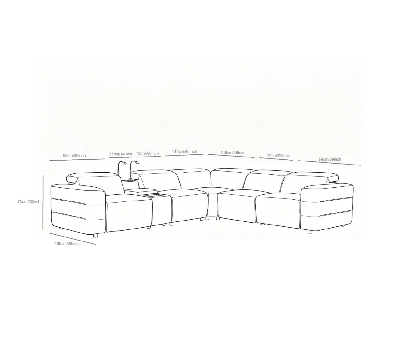 Casa Milano – Serughi Power Reclining Sectional Sofa