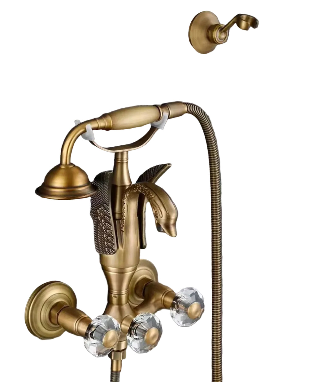 Vittoria Swan Sculptural Brass Shower Set